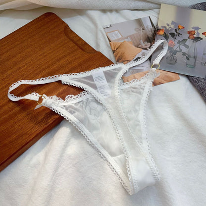 Lace sexy steel ring underwear female thin white embroidered bra panty set temperament women lingerie breifs suit