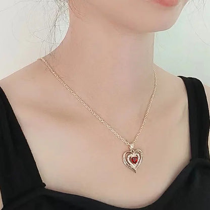 Luxury Red Zircon Pendant Necklaces With Rose Bear Gift Box For Girlfriend Women I Love You Gifts 2024 Trendy Wedding Jewelry