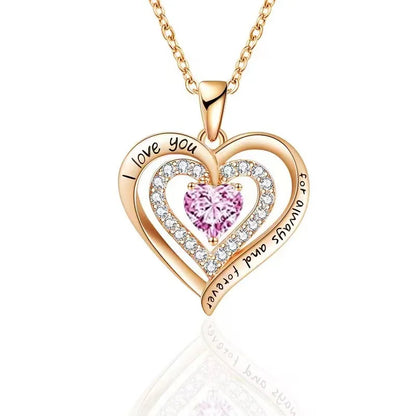 Luxury Red Zircon Pendant Necklaces With Rose Bear Gift Box For Girlfriend Women I Love You Gifts 2024 Trendy Wedding Jewelry