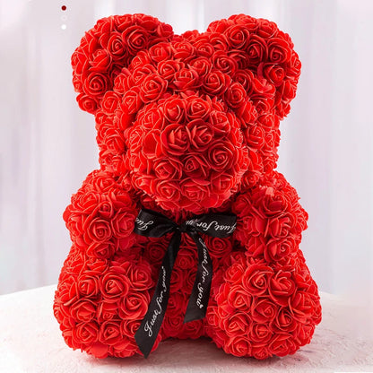 Rose Bear With Box Lights Artificial Flower Teddy Bear for Women/Girlfriend Gift Love Flower Valentine/Anniversary/Birthday Deco