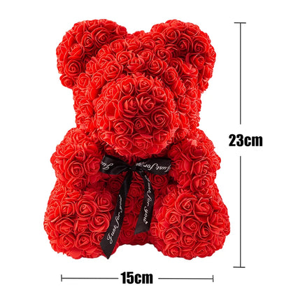 Rose Bear With Box Lights Artificial Flower Teddy Bear for Women/Girlfriend Gift Love Flower Valentine/Anniversary/Birthday Deco