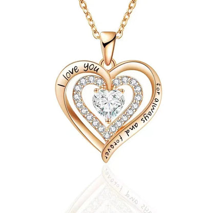 Luxury Red Zircon Pendant Necklaces With Rose Bear Gift Box For Girlfriend Women I Love You Gifts 2024 Trendy Wedding Jewelry